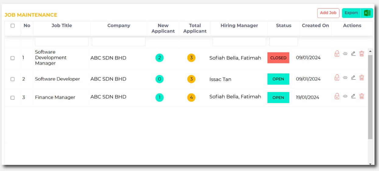 Job maintenance manage vacancies by ATS