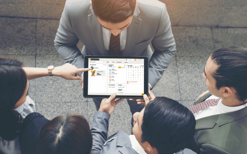 a group of people discussing hr-tech