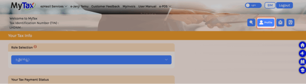 Screenshot of MyTax Company Homepage click to Profile