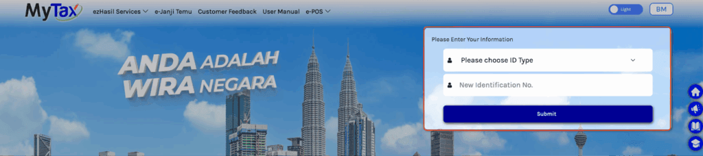 Screenshot of MyTax Website Homepage