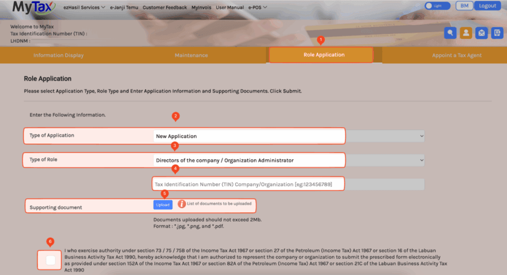 Screenshot of guideline of registering a director owner of a company